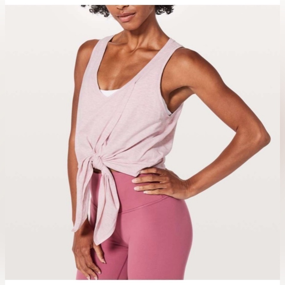 Lululemon Knot A Problem Heathered Pink Tank Top Size M